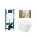QeramiQ Dely Toiletset - réservoir encastré Qeramiq Flush - siège 35mm - plaque de commande en métal laiton brossé - boutons ronds - blanc mat