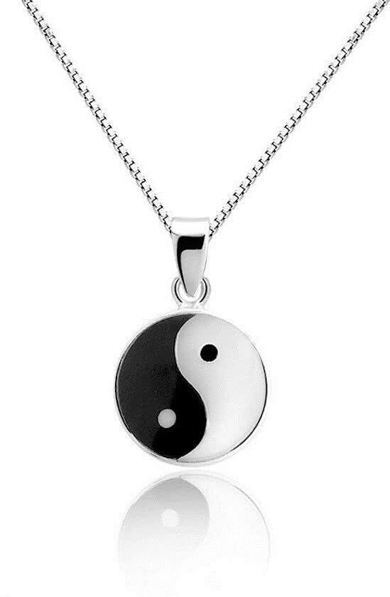 Montebello Ketting Yin en Yang - Dames - 925 Zilver - Parelmoer - Symbool - 14 mm - 45 cm