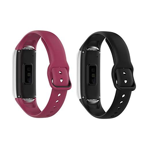Tencloud (2-pack) bandjes compatibel met Samsung Galaxy Fit SM-R370 - wijn+zwart