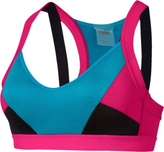 PUMA Density Bra H Sportbeha Dames - Fuchsia Purple / Caribbean Sea / Black