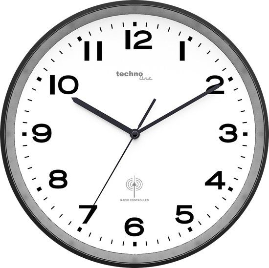 Technoline WT 8500 - Wandklok - Zwart/Wit - 30cm - Radiogestuurd