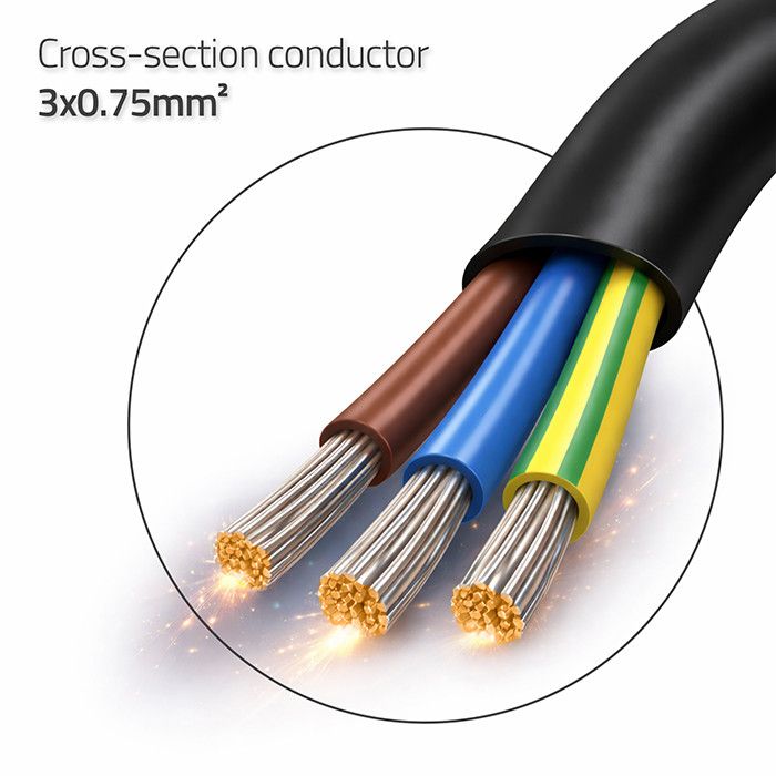 Qoltec IEC C13 voedingskabel | geïsoleerd gesoldeerd | Zuiver koper | 3x0,75 mm² | 0,5m