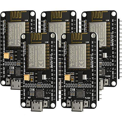 AZ Delivery 5 x NodeMCU Amica Modul V2 ESP8266 ESP-12E WIFI Wifi Development Board met CP2102 compatibel met Arduino Inclusief E-Book!