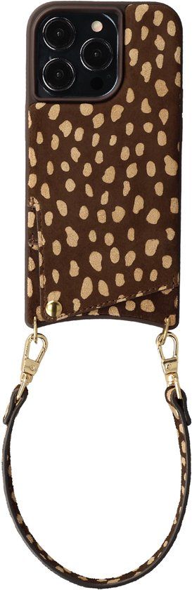 Selencia Hoesje - Geschikt voor Apple iPhone 13 Pro - Real Leather Backcover met Pashouder - Fawn Chic