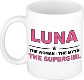 Bellatio Decorations naam cadeau mok - Luna - Woman Myth Supergirl - koffiemok - 300 ml - collega - moederdag