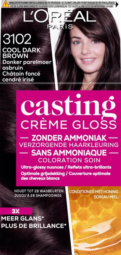 L'Oréal Casting Crème Gloss 3102 Cool Dark Brown - Donker Parelmoer Asbruin - Haarverf