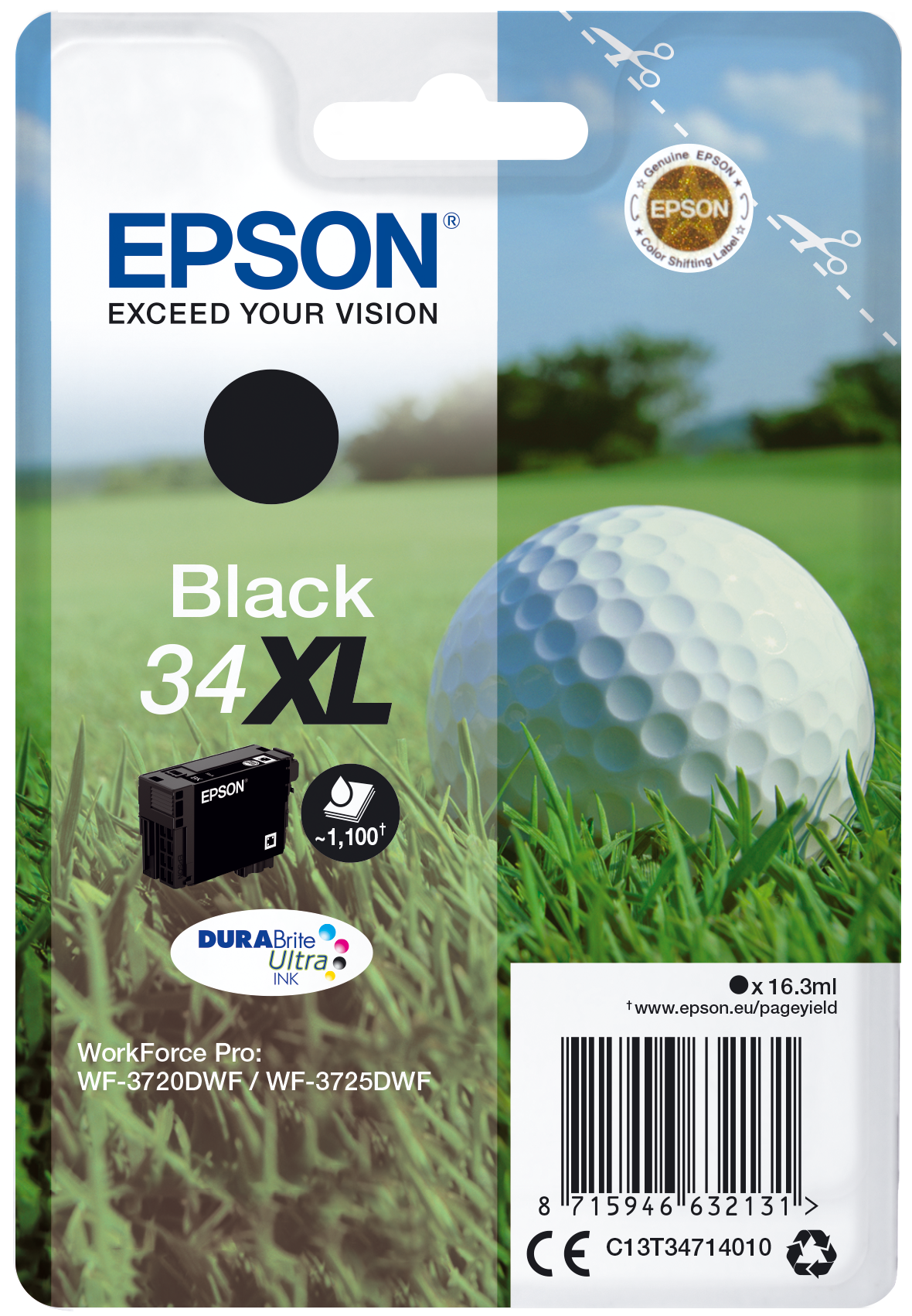 Epson Golf ball Singlepack Black 34XL DURABrite Ultra Ink single pack / zwart