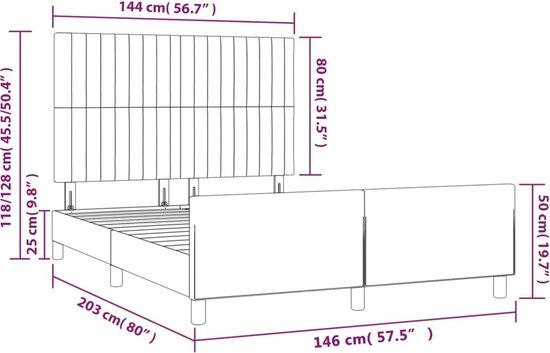 vidaXL Bedframe Stof Taupe 140x200 cm