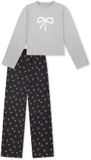 SCHIESSER Pyjama lang Gebloemd Meisjes Katoen Grijs-melange Maat 140
