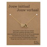 Pax Amare Letter Q ketting op Cadeau Kaartje - Jouw initiaal, jouw verhaal - 45cm Goudkleurig Stainless Steel - Initiaal & Hartje Hanger
