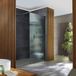 Hudson Reed Paroi de douche italienne cannelée - Sans cadre - 195 x 120 cm - Bras mural - Noir - Florence