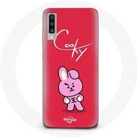 Maniacase Etui voor Samsung Galaxy A50 BTS Bangtan Boys BT21 Cooky Rode Achtergrond