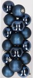 Decoris Kaemingk B.V. 16x stuks kunststof kerstballen donkerblauw 4 cm