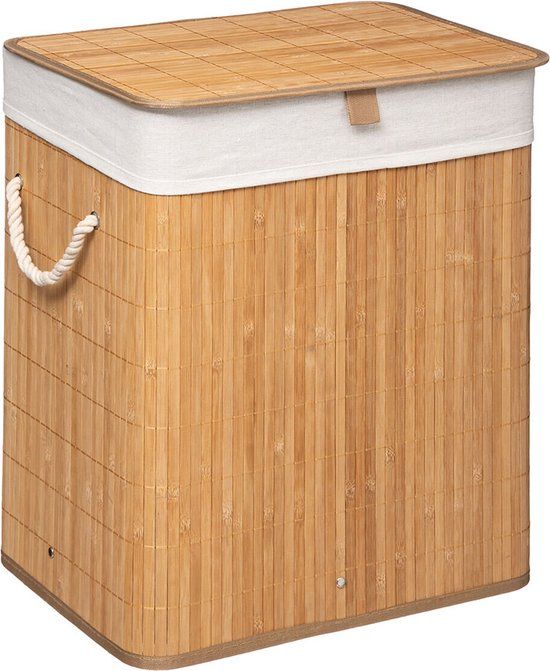 Merkloos Wasmand Orléans - Bamboe - Rechthoek - Hout - Met handgreep - 50x41x30 cm