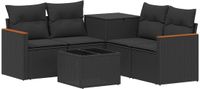 vidaXL Bankstel Zwart Poly Rattan en Staal