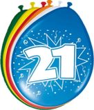 Folat Verjaardag Ballonnen - 21 Jaar - Versiering - 8 Stuks - Latex - Multi
