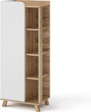 Vicco Karen Halfhoge kast – 50 x 128 cm met deur en open vakken Sonoma/Wit