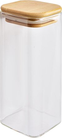 Clayre & Eef Voorraadpot - 6x6x15 cm - Transparant Glas - Met Losse Deksel