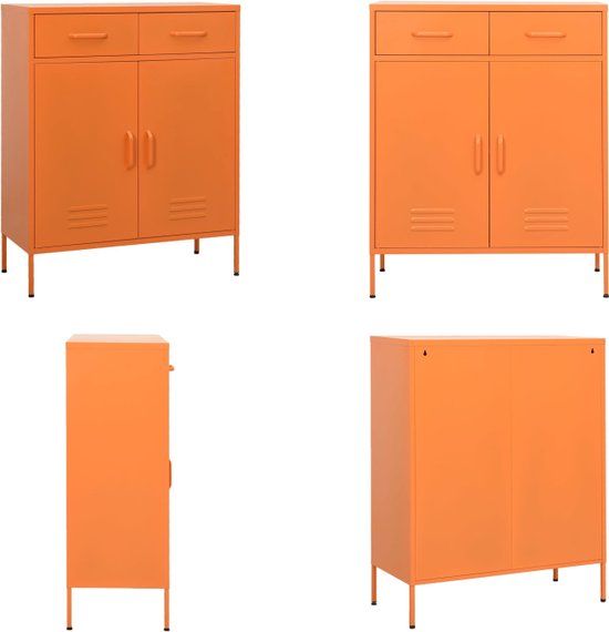 vidaXL Opbergkast Staal Oranje 80x35x101,5 cm