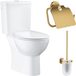 Grohe WC à poser sans bride Grohe Quickfix + abattant frein de chute + dérouleur papier mural + porte-balai Cool Sunrise