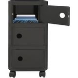 Table de chevet - Table à trois niveaux - Meuble de rangement créatif avec roulettes - Moderne - Meuble de salon mobile - 32 x 32 x 63,3 cm - Noir