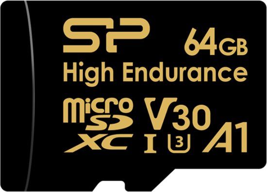 SP064GBSTXDV3V1HSP Silicon Power Micro SD-kaart 64GB High Endurance microSDXC A1 Class 10 U3 V30