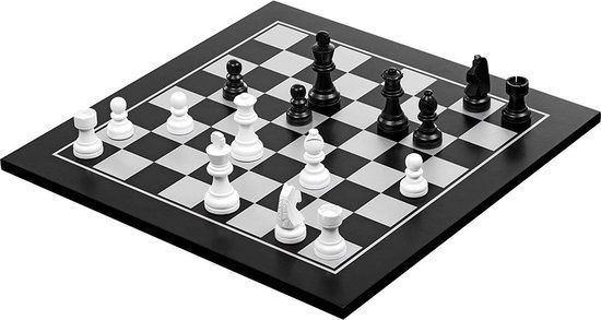 Philos Schaak/Dam Set Veld 40 mm, Koningshoogte 75 mm, Damspel 10x10 velden