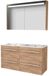 Basic-Line Premium 46 Badkamermeubelset - 120 x 46 cm - Met Grepen - 4 Lades - Keramische Wastafel - 2 Kraangaten - Spiegelkast met LED Verlichting - Whisky Oak