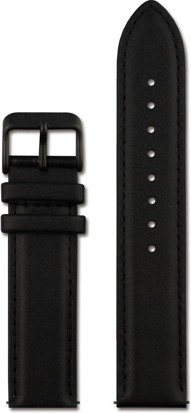 Vicenso LEDEREN HORLOGEBAND VIS016 ZWART/ZWART 20 MM