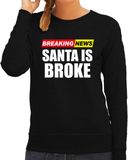 Bellatio Decorations Foute Humor Kersttrui Breaking News Broke Kerst - Sweater - Zwart - Dames XL