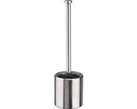 Merkloos Toiletborstel met houder - roestvrij staal en glas - elegant design - 1 stuk - zwart/zilver - 36,5 cm