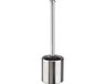 Merkloos Toiletborstel met houder - roestvrij staal en glas - elegant design - 1 stuk - zwart/zilver - 36,5 cm