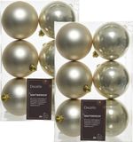 Decoris Kerstballen - 30 stuks - Champagne - 8 cm - Kunststof - Mat en Glans