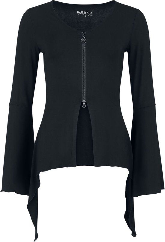 Gothicana by EMP Gothicana zwarte cardigan met V-hals en metalen detail - Dames - XL