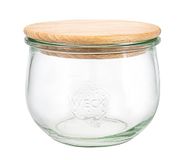 Weck Glazen tulpenvorm #744 (6 stuks, inhoud 500 ml, voorraadpot met houten deksel + siliconen afdichting, bewaarpot voor pasta/specerijen/muesli) 79199