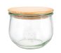 Weck Glazen tulpenvorm #744 (6 stuks, inhoud 500 ml, voorraadpot met houten deksel + siliconen afdichting, bewaarpot voor pasta/specerijen/muesli) 79199