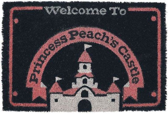 Super Mario Peach's Castle - Deurmat - Zwart - Kokosvezel - 40x60cm