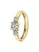 Lucardi Dames Ring met 3 zirkonia stenen - Ring - Cadeau - 14 Karaat Goud - Geelgoud