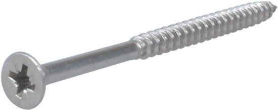 Hoenderdaal Spaanplaatschroef rvs-A2 platkop pz-2 5.0X90/60 deeldraad (200) - 8712811094759