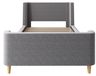StarTech Houten kinderbed - Enkelbed - 90 x 200 cm - Zachte fluwelen bekleding - Kosmisch patroon - Met hoofdeinde - Zonder matras - Grijs