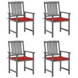 VidaXL Tuinstoelen 2 st met kussens massief acaciahout grijs