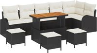 vidaXL - Tuinbank - Set - 4 zitplekken - Zwart - Polyrattan