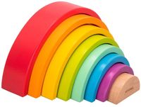 WOOMAX Montessori 46479 Arc-en-ciel en bois, pour enfants, jouet de construction, bois naturel, 8 pièces