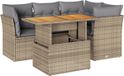 vidaXL Loungeset met kussens Poly Rattan Beige