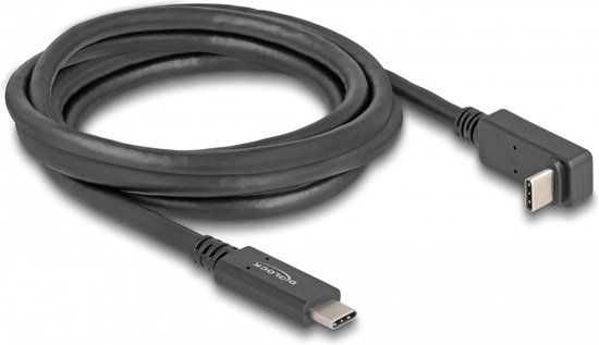 Delock USB-C Kabel - 2 m - Zwart - USB-C Male naar USB-C Male - 5 Gbps - Gewinkeld
