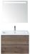BES LED Vogue Vogue Badmeubelset 80 cm - Greeplijst in Kleur - Tabacco - Keramische Wastafel Wit 1 Kraangat met Sence Spiegel