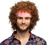 Boland Pruik Hippie Groove Bruin Krullen Halflang Mannen