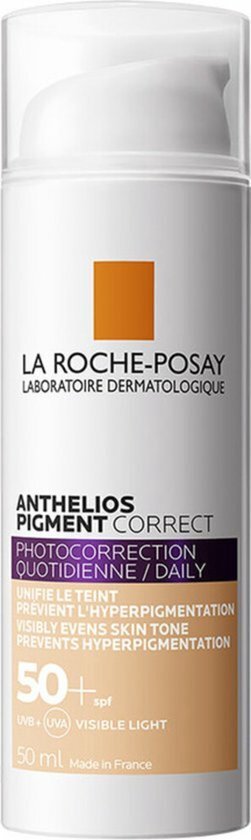 La Roche-Posay Anthelios Pigment Correct Dagelijks Getinte Gezichtscr&#232;me voor een Gevoelige Huid SPF50+ Light 50ml - Zonnebescherming voor het gezicht