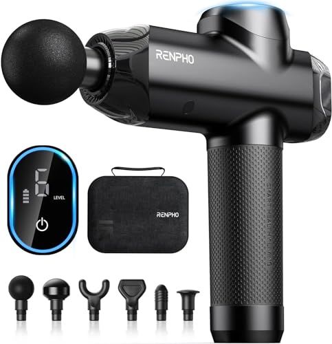 Massagepistool, RENPHO Massagepistool met USB-C-oplaadpoort, 5 massagekoppen en 6 massagemodi