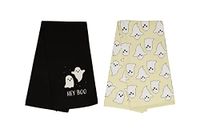 Pearhead Vakantiedecoratie, katoenen keperstof, spook vaatdoeken, set van 2